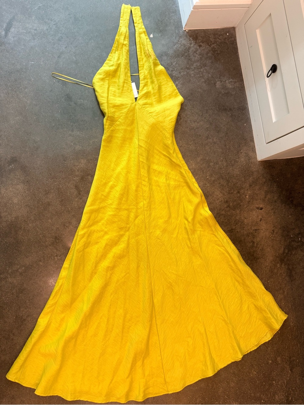 Zara Bright Yellow Halter Maxi Dress